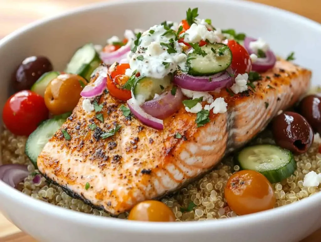 mediterranean salmon bowl