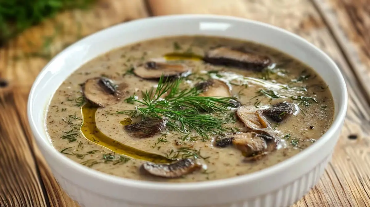 mediterranean mushroom soup with tahini