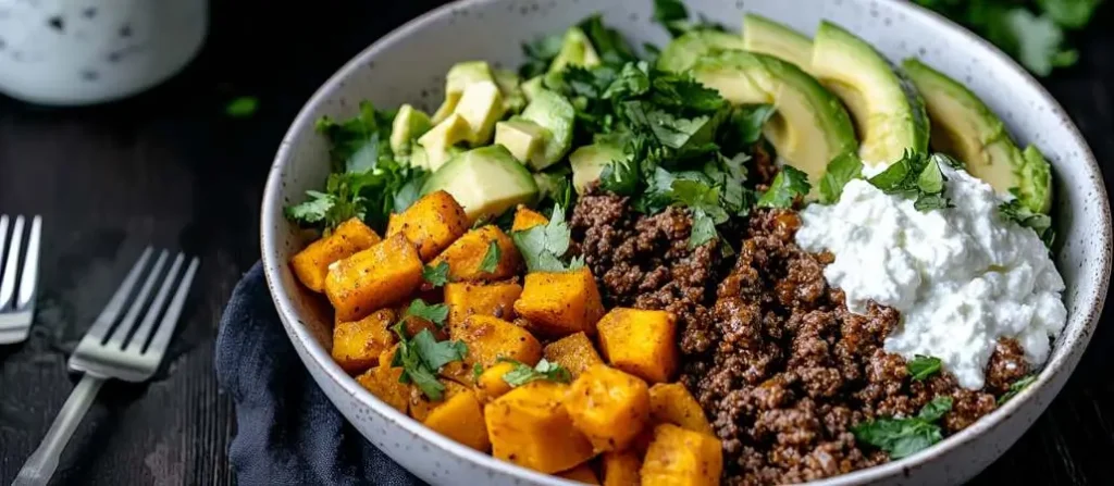 Honey Sweet Potato Beef Bowl
