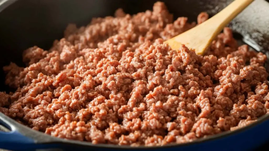 Honey Sweet Potato Beef Bowl - sauteeing beef