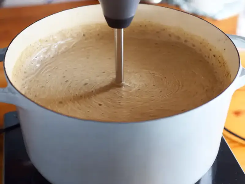 mushroom brie soup blending