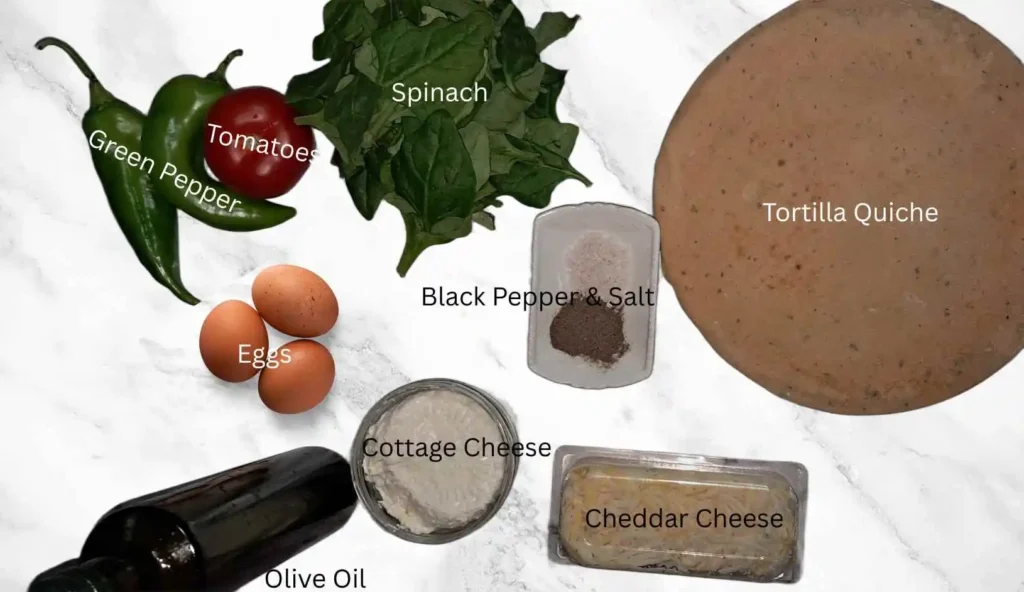 Ingredients of Tortilla Quiche Bake recipe