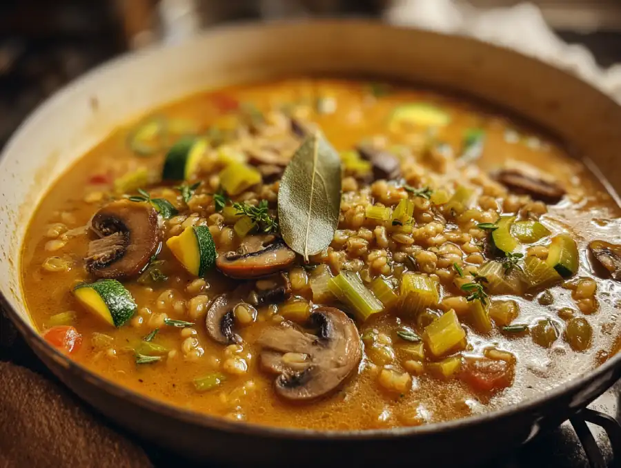 mushroom barley soup pot
